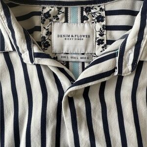 Denim & Flower Navy and White Striped Shirt
